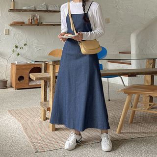 plus size denim pinafore