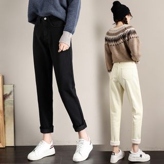 Denimot - Fleece-Lined Straight Leg Jeans | YesStyle