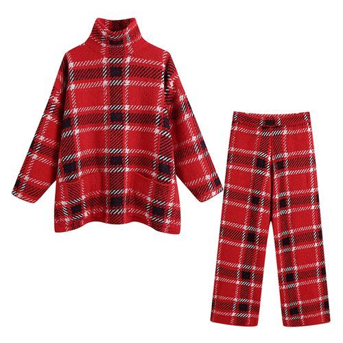 Plaid pants clearance and turtleneck