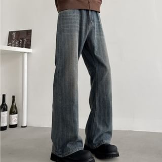 Kimeya-Mid Rise Washed Flared Jeans