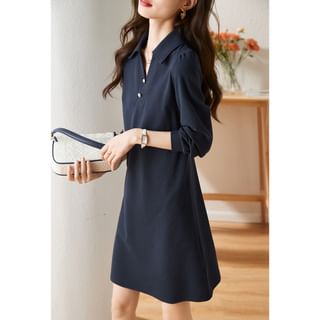 Jeonseon Long-Sleeve Plain Polo Dress Sale