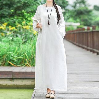 long sleeve maxi shift dress
