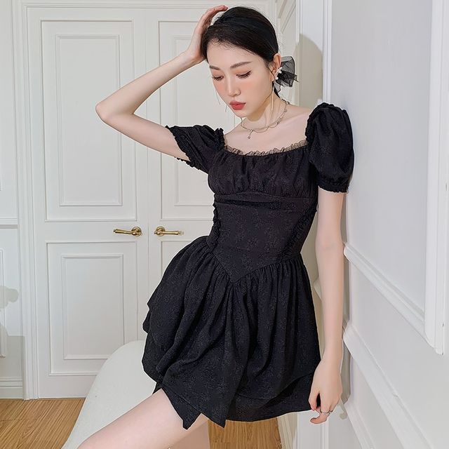 white christmas dresses Flawless Puff Sleeve Corset Midi Dress main image 1