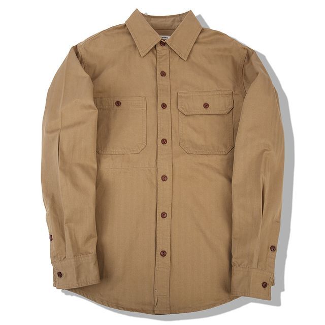 OKONKWO-Long Sleeve Collared Plain Utility Shirt