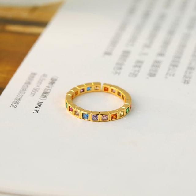 Forainer-Rhinestone Alloy Ring