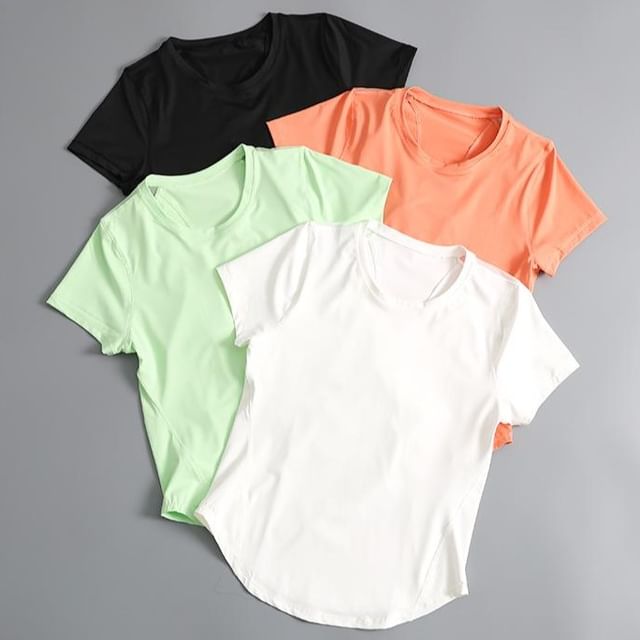 Runyz-Short-Sleeve Crew Neck Plain Quick Dry T-Shirt