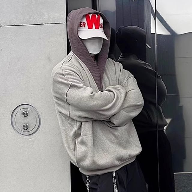 Real Boy-Drop Shoulder Two Tone Oversized Hoodie