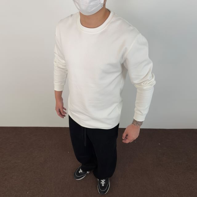 DragonRoad-Crew Neck Plain Sweatshirt
