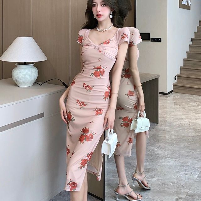 midi pencil dress with sleeves Zapakasa Women Navy Satin Midi Blazer Dress with Sleeves Notched Lapel  Pencil Single Breasted Work Dress