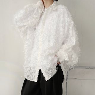 VEAZ-Long-Sleeve Fringed Loose-Fit Shirt