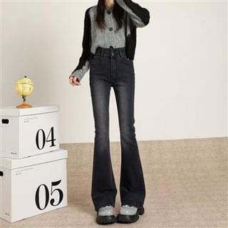 Everose-High Waist Washed Bootcut Jeans