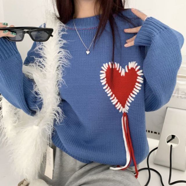 heart patch sweater