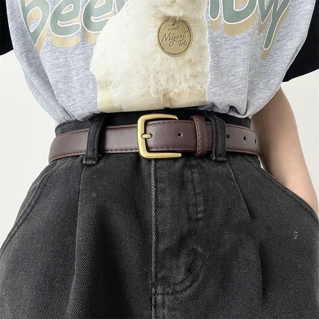 Lunashore-Faux Leather Thin Belt