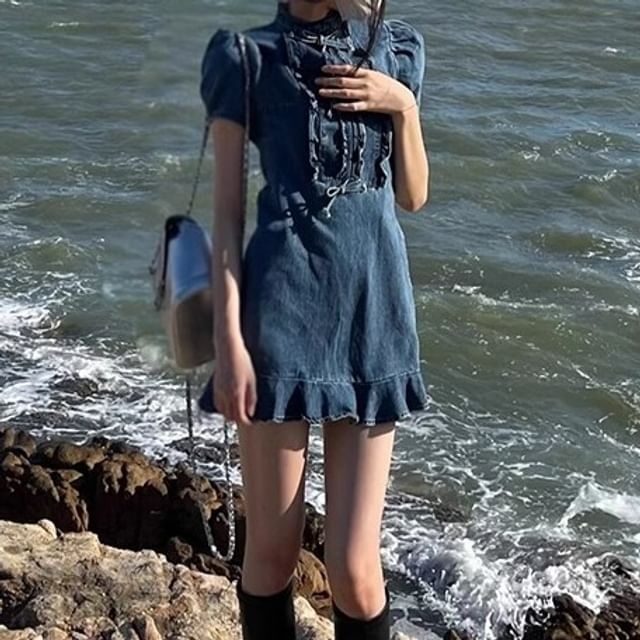 mock neck denim dress Mimi Fong Mock Neck Denim Tank Dress in Charcoal mimifong.com