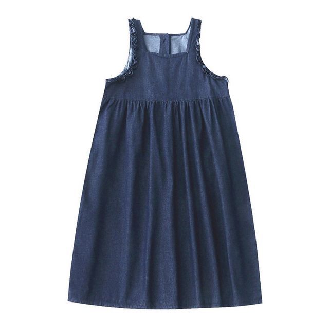 Kawaii Fairyland Ruffle Denim Midi Pinafore Dress YesStyle