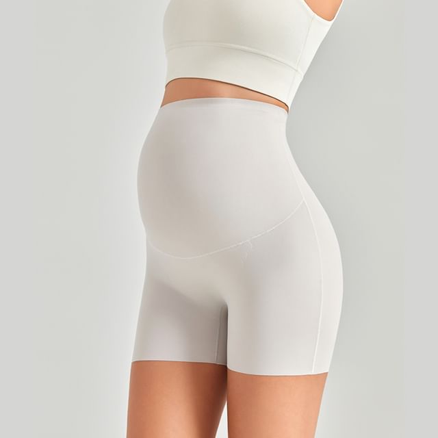 POKU-Maternity High Waist Plain Shaping Shorts