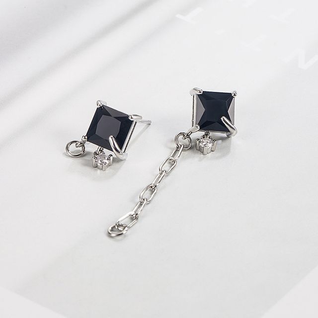 Forainer-Asymmetrical Rhinestone Drop Earring