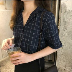 Anlay - 格子宽松短袖衬衫 Anlay - 格子宽松短袖衬衫