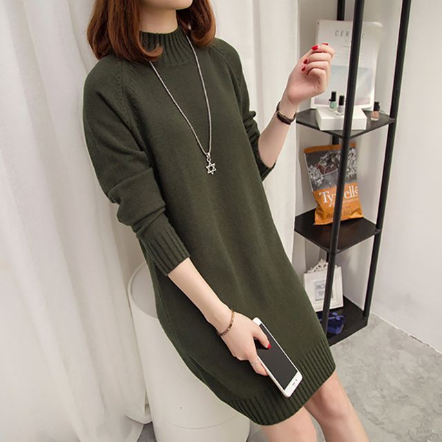 FR - Mock-Neck Knit Dress | YesStyle