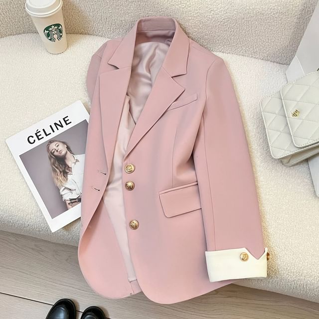 Sienne-Plain Single-Breasted Blazer