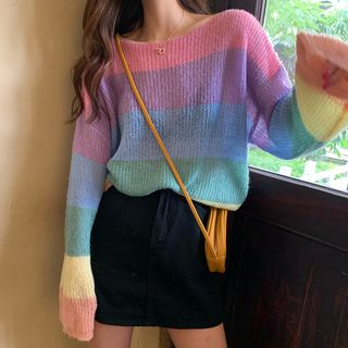 rainbow sleeve sweater