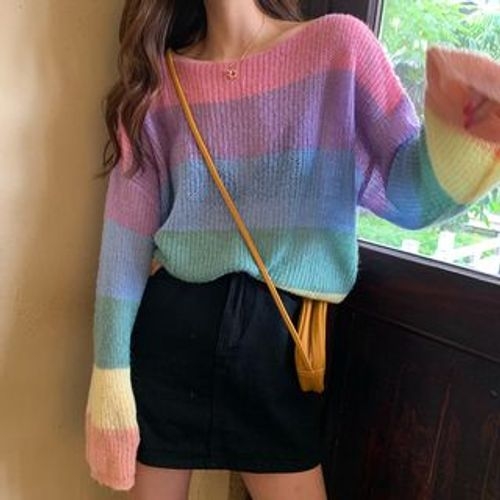 Shopherd - Rainbow Long-Sleeve Sweater | YesStyle