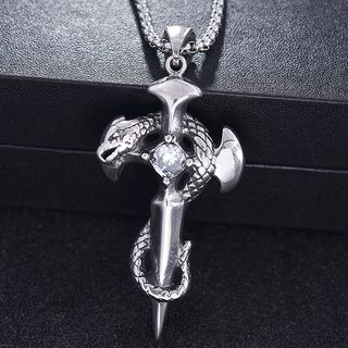 Soosina - Stainless Steel Cross & Snake Pendant Necklace | YesStyle