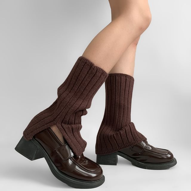 Desperim-Plain Slit Knit Leg Warmers