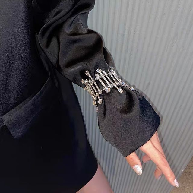 Kanzashi-Rhinestone Alloy Layered Bracelet