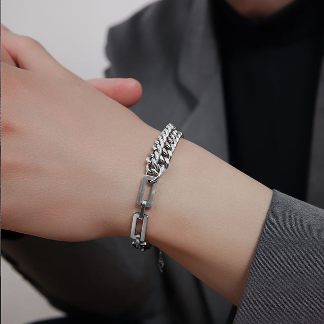 Karina Moon-Chunky Layered Stainless Steel Bracelet