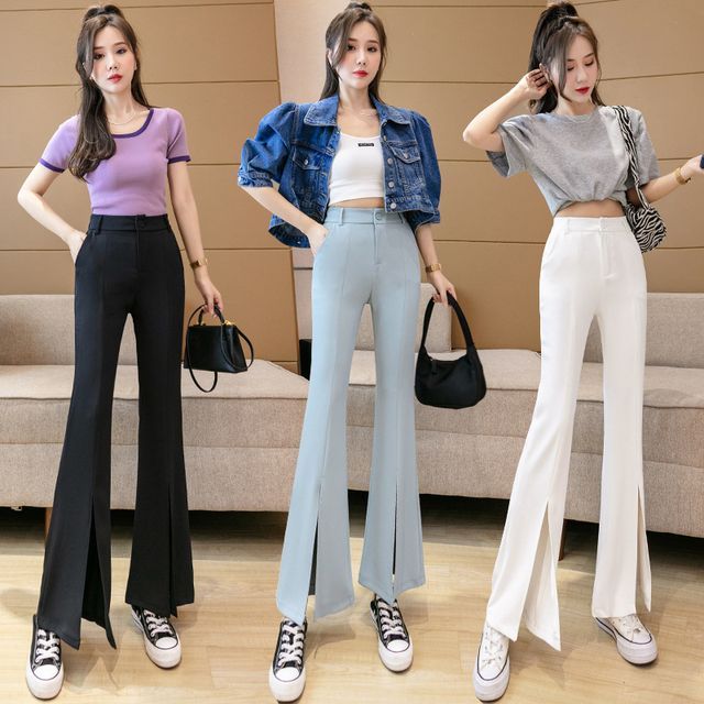 Sienne-Slit-Hem Boot-Cut Pants