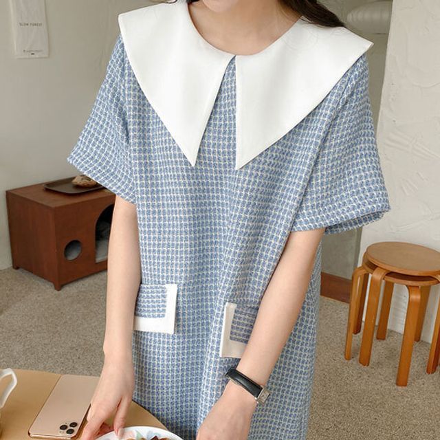Previsión No puedo comprar Seoul Fashion - Puritan-Collar Tweed Shift Dress | YesStyle