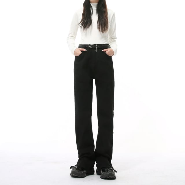 FAERIS-High Waist Straight Leg Jeans