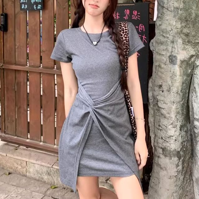 slim fit dress slacks Ruched Bodycon Maxi Dress(MS219), Grey / M main image 0