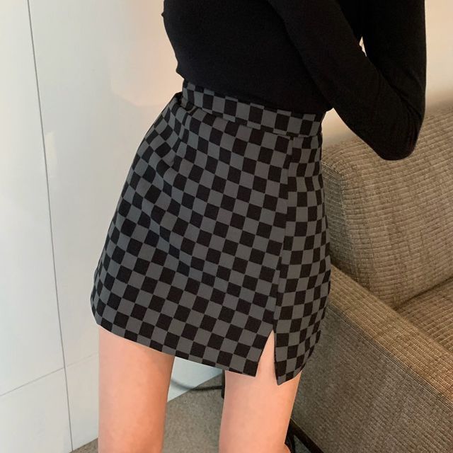 High waisted outlet plaid skirt qvc