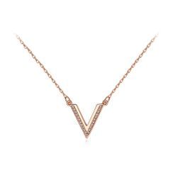 BELEC(ベレック) - Simple Personality Plated Rose Gold V-shaped Necklace with Cubic Zirconia BELEC(ベレック) - Simple Personality Plated Rose Gold V-shaped Necklace with Cubic Zirconia