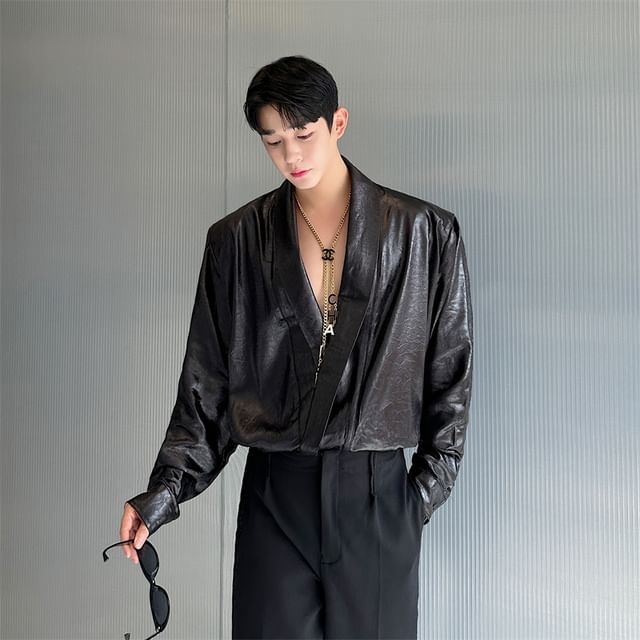 Patow-Faux Leather Shirt