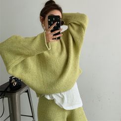 ANNZ - Plain Sweater / Sleeveless Knit Mini A-Line Dress / Shorts / Cardigan