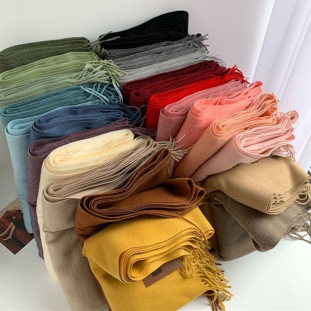 4-4 STUDIO-Plain Fringed Scarf