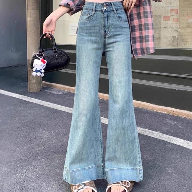 Trendycas-High Rise Flared Jeans