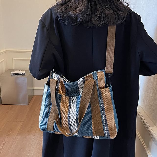 HOVERUP-Striped Canvas Crossbody Bag