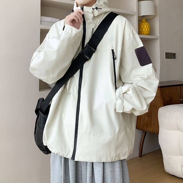 Antaeus-Plain Hooded Zip-Up Jacket