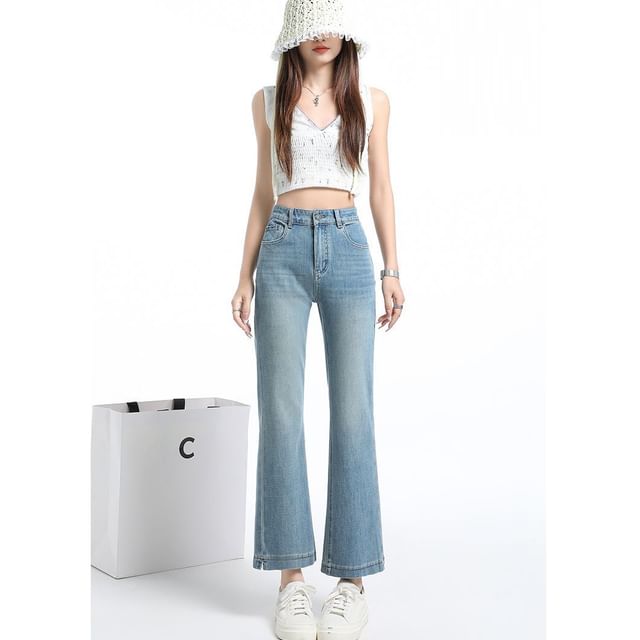 Denimot-High Rise Washed Flared Jeans Various Designs