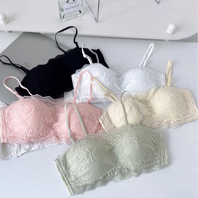 Gecko-Strapless Lace Trim Bra