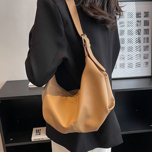 Faux Leather Crescent Shoulder Bag