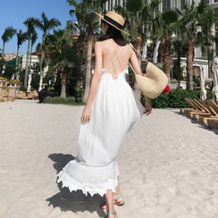 Nebbia - Lace-Trim Strappy Maxi Sundress Nebbia - Lace-Trim Strappy Maxi Sundress