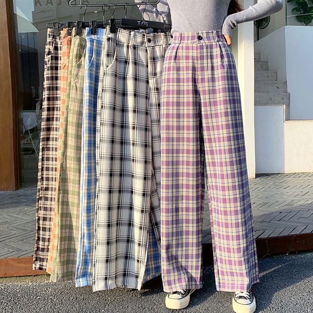 Velero - Plaid Wide-Leg Pants | YesStyle