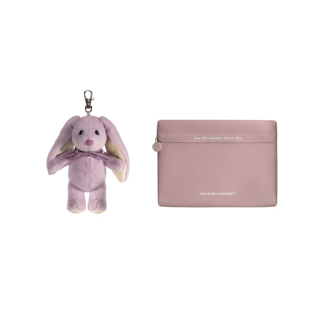 YesStyle Gift-Free Gift Bundle - haruharu wonder Purple Loppy Bunny Keyring Purple Pouch