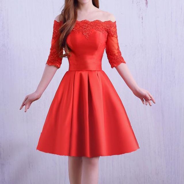 knee length dresses for ladies Midsummer Lace Bodice Off-Shoulder Ankle Gown