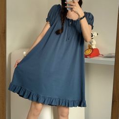 Moon City - 氣球袖荷葉家居服連衣裙 Moon City - 氣球袖荷葉家居服連衣裙